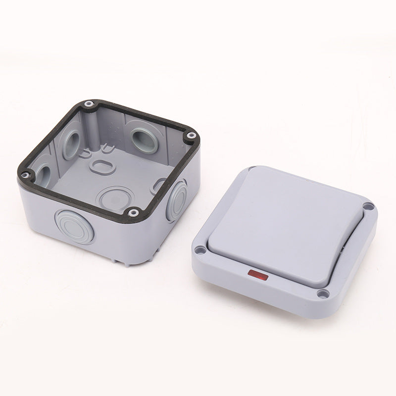 Outdoor waterproof switch single-open double-control surface-mounted outdoor rainproof button box double-open one-open high-power street light 220v