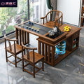 New chinoiserie solid wood tea table rotate table and chair complete set of water kettle all-in-one tea table balcony living room small apartment coffee table