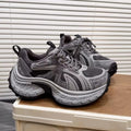 2026 spring new women's height-increasing chunky sneakers: versatile, lightweight, platform casual shoes with lace-up mesh upper - korean style athletic shoes