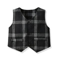 Boys' spring/autumn outfit set: baby boy plaid vest, korean style children's first birthday dress, boys' suit