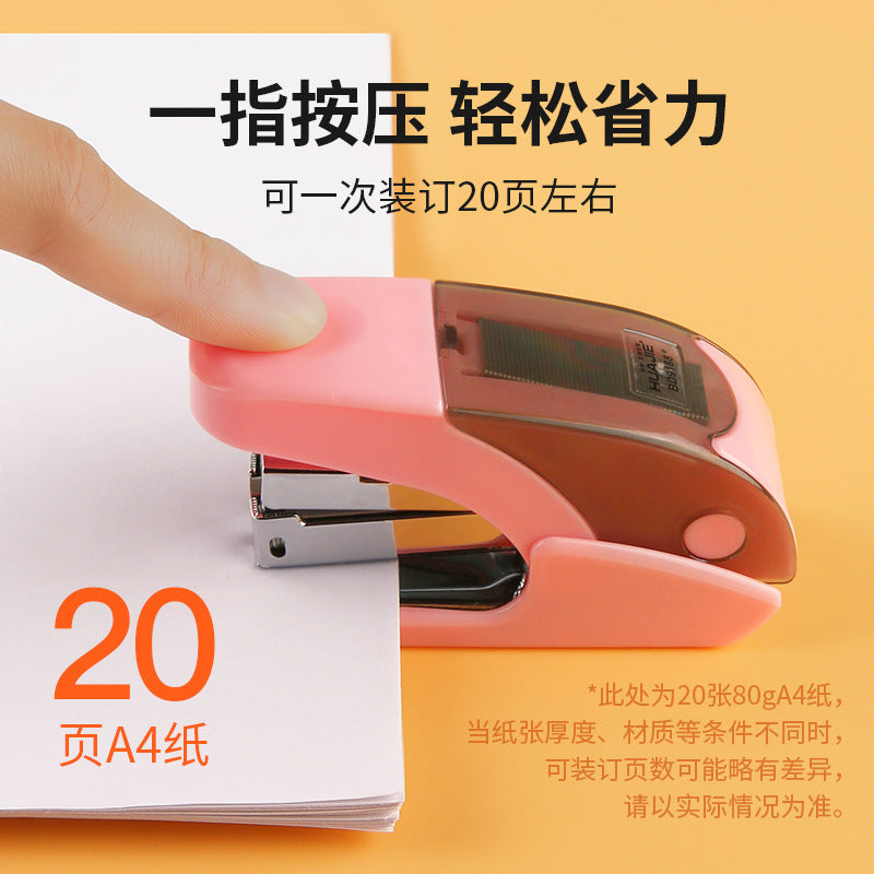 Mini labor-saving stapler with staple compartment Creative multi-functional office Binding machine for primary school students Children are cute