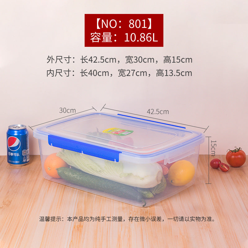 Rectangle transparent crisper food grade sealed box with lid refrigerator storage box kitchen plastic box lunch box wholesale