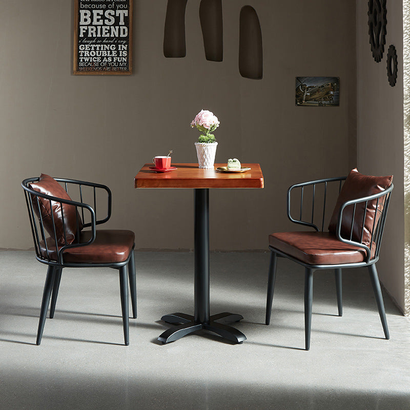 American wrought iron solid wood dining table and chairs combination industrial style Internet celebrity restaurant barbecue shop music bar bistro table