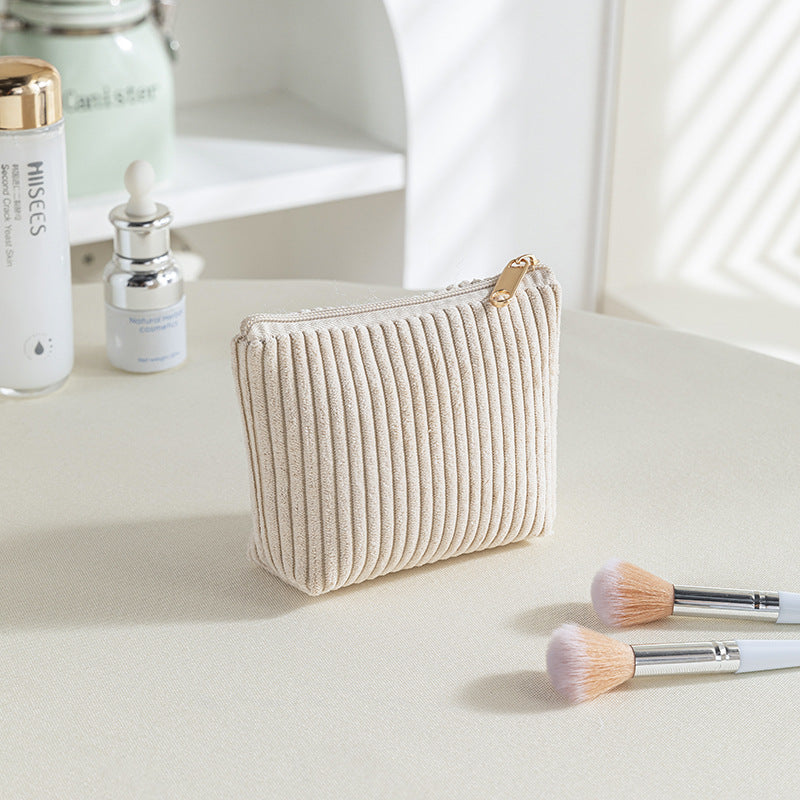 Flannel cosmetic bag, portable, hand-held red envelope, corduroy classification, flip bag, large-capacity portable storage bag set.