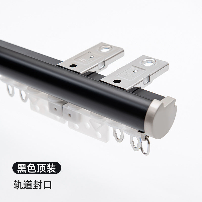 Aluminum alloy curtain rod roman rod track side-mounted single pole double pole thickened top-mounted scandinaviancasual black small bay window