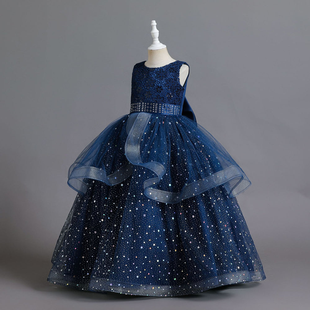 Amazon's new children's clothing kids dress layered wedding dress princess dress female flower girl cut out piano performance dress