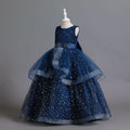 Amazon's new children's clothing kids dress layered wedding dress princess dress female flower girl cut out piano performance dress