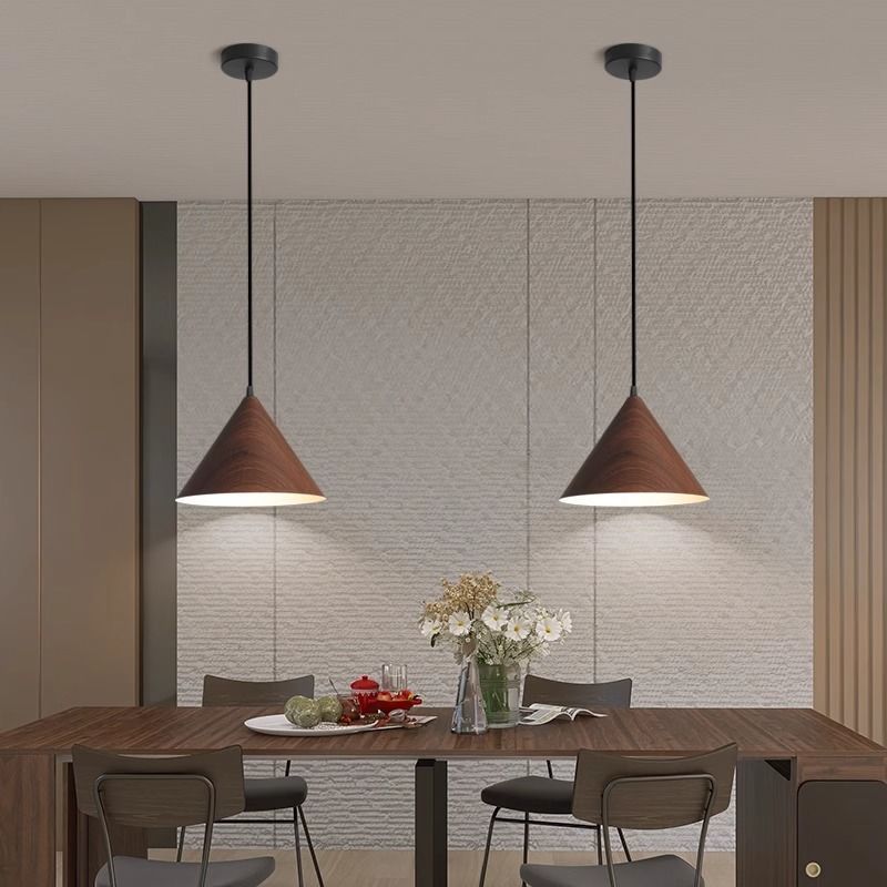 Nordic restaurant pendant light, creative walnut wood bedroom bedside lamp, kitchen bar table lamp, retro small pendant light