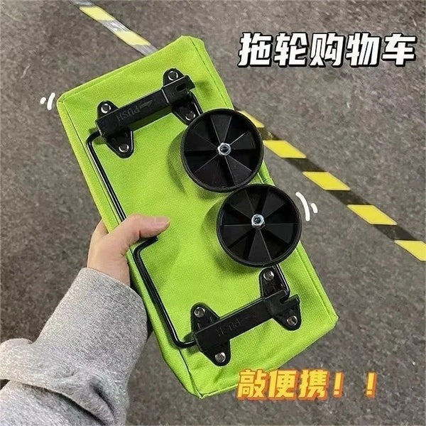 Shopping cart portable folding cart with wheels home pickup courier trolley small trailer