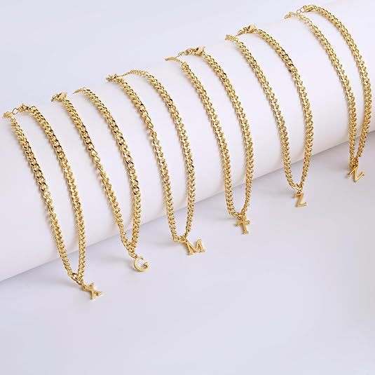European and american style 26 alphabet letter pendant anklet - gold stainless steel layered snake chain - trendy & unique jewelry