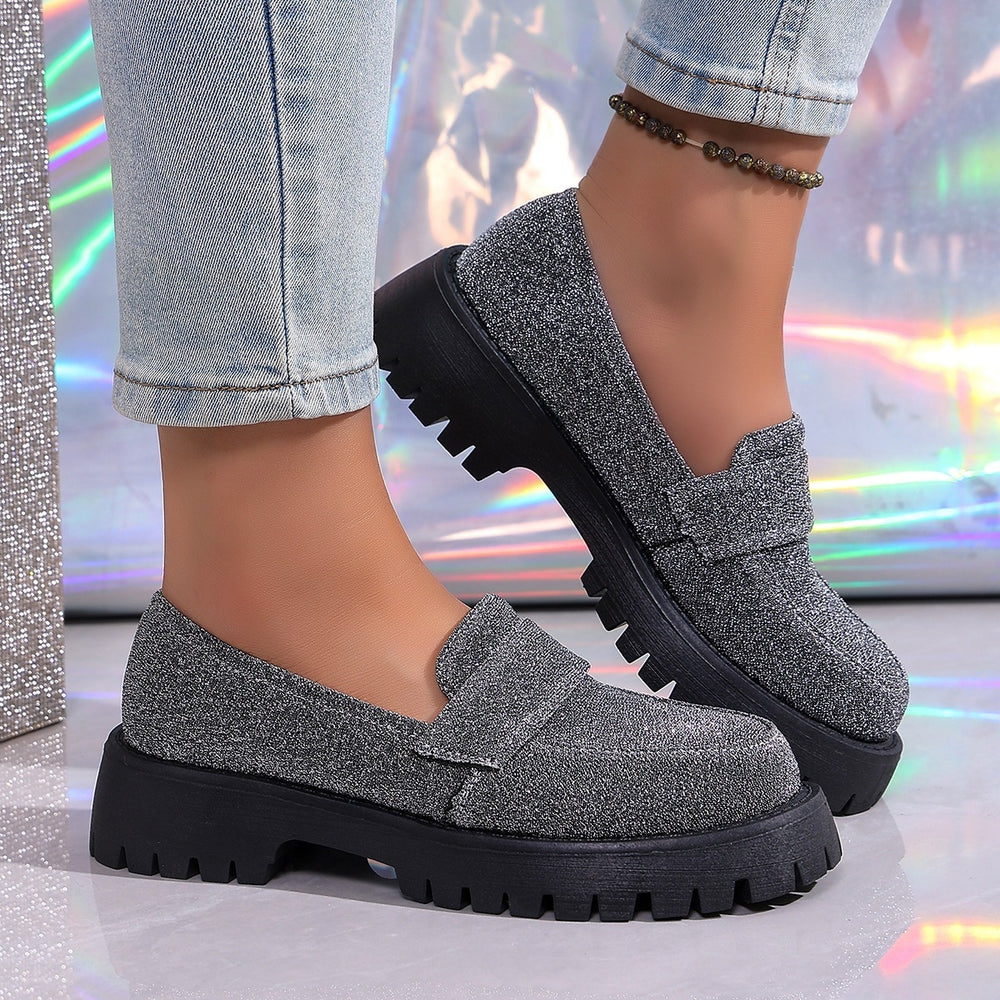 Export spring autumnew arrival british style slip-on women's retrothick sole loafers casualeasiest for matchflats women's wholesale