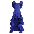 women's dress  new arrivalruffles large slit floor-length pure colordresspopular evening dress