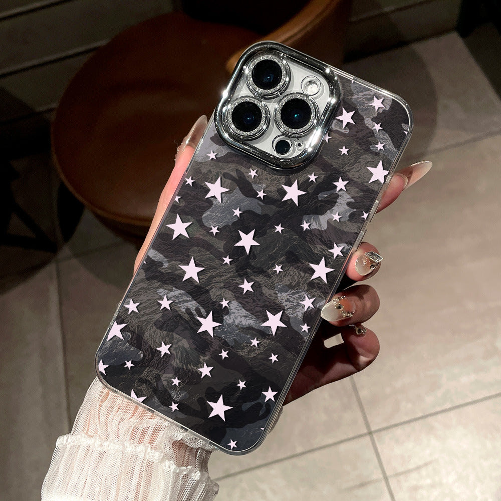 Full screen pink star hole vortex suitable for apple 17 mobile phone case iphone14promax glitter hard case 16