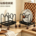 Medieval style countertop pot lid chopping board rack carbon steel kitchen cutting board rack pot spatula spoon vertical drain rack