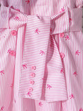 new arrival: girls' european & american style color block bow print a-line dress