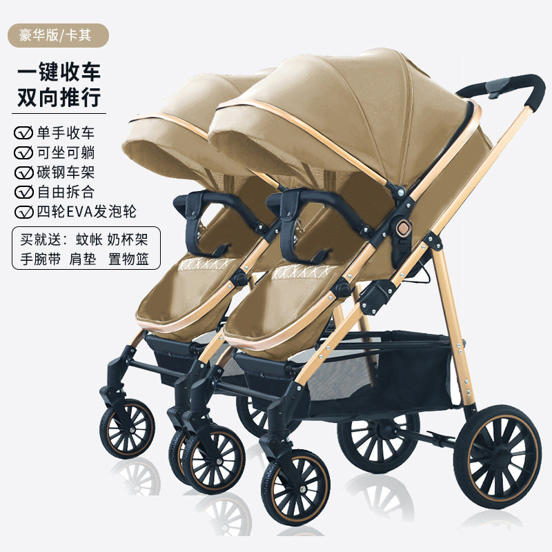 Twin stroller, convertible lightweight high-view stroller, sit & recline, new summer model