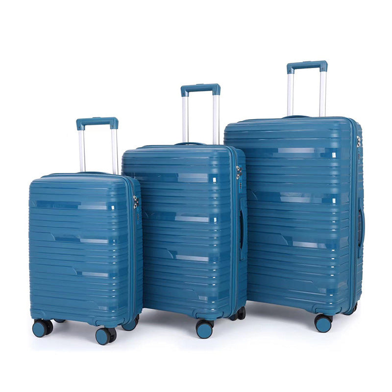 PP zipper box  set three sets of four trolley case sinking handle sinking lock color scheme explosion-proof rag factory wholesale
