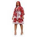 D114t women's autumn fashion printed tie-up maxi dress - plus size european & american style - perfect for cross-border e-commerce on