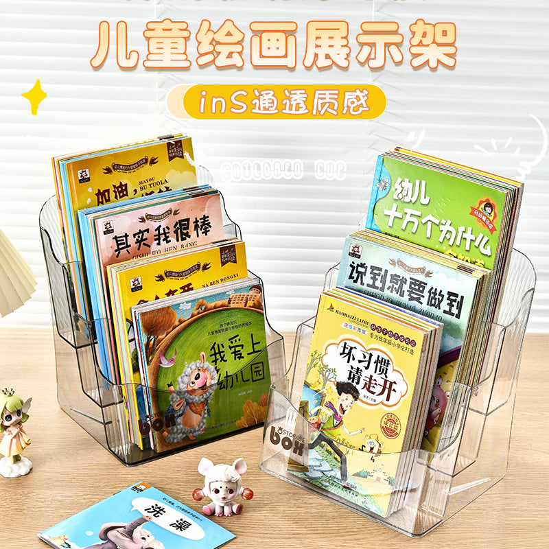 Desktop bookshelf storage box transparent student book desk office file baffle acrylic shelf