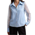 Amazon fashion  summer new design versatile elegant exquisite mesh patchwork denim top