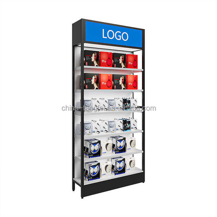 Color logo with light box back plate round hole hook mobile phone accessories display stand display cabinet