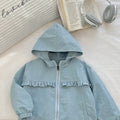 Girls' korean style spring/summer new fashion hooded loose casual versatile lace trim hoodie jacket trendy top