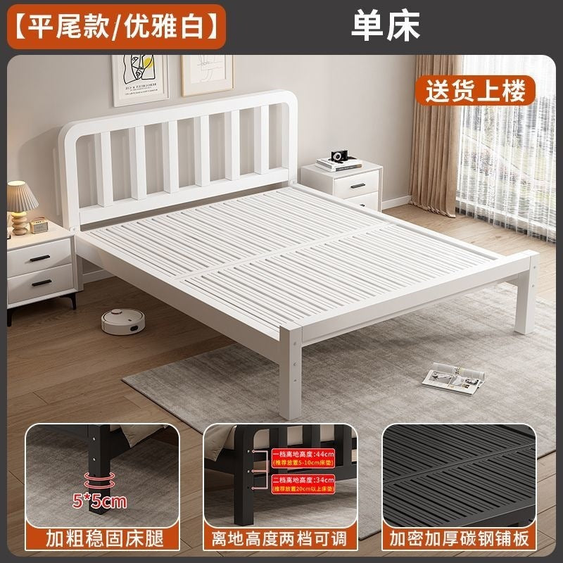 Iron frame bed rental house extra thick thickened iron bed assembly iron bed thickened thickened iron bed bedroom light luxury simple bed
