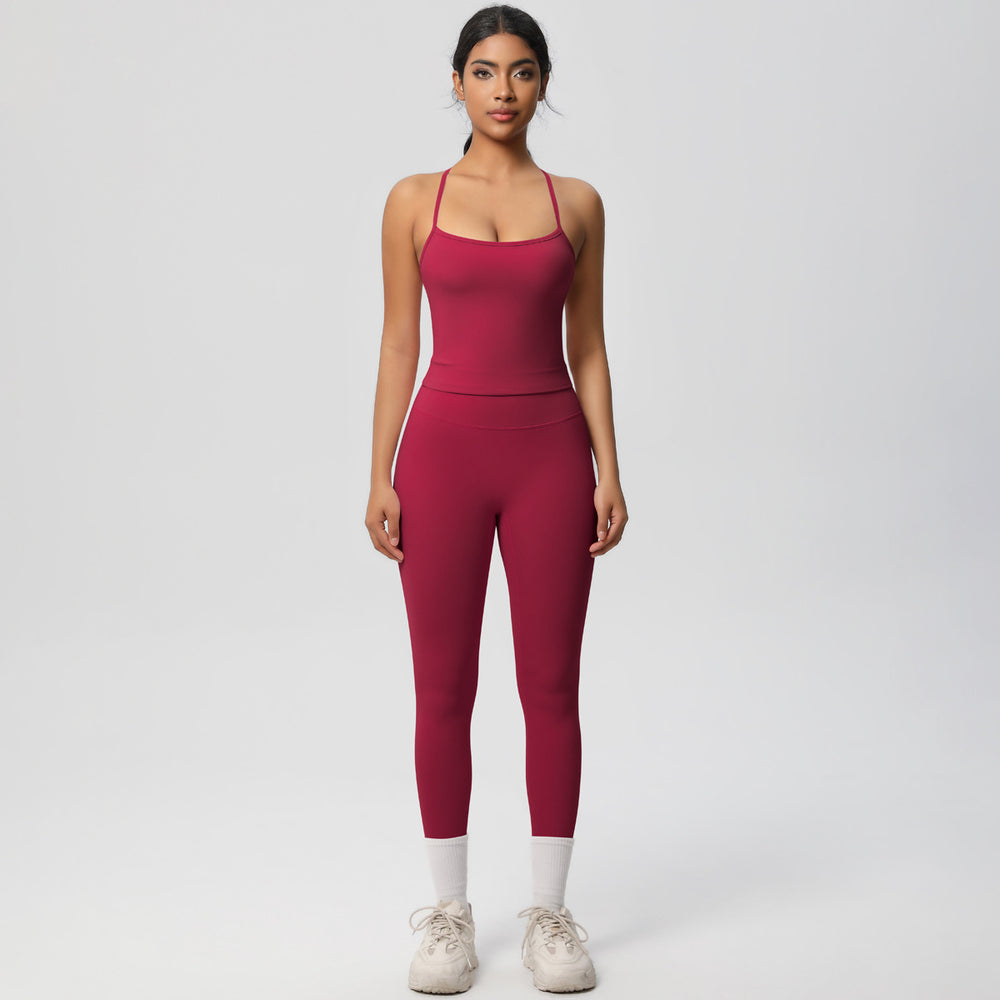 European and american nude feel brushed solid color yoga outfit set - quick-dry, breathable, 8-piece running & fitness activewear set for women