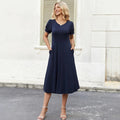spring/summer cross-border fashion: european & american  style - flowy, casual, bubble short sleeve flared hem dress