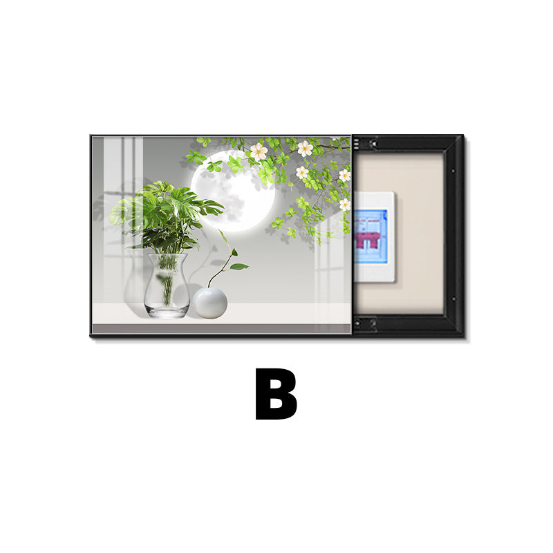 Modern simple meter box decorative painting green plant distribution box electric switch box living room switch box strong electric box blocking hanging painting