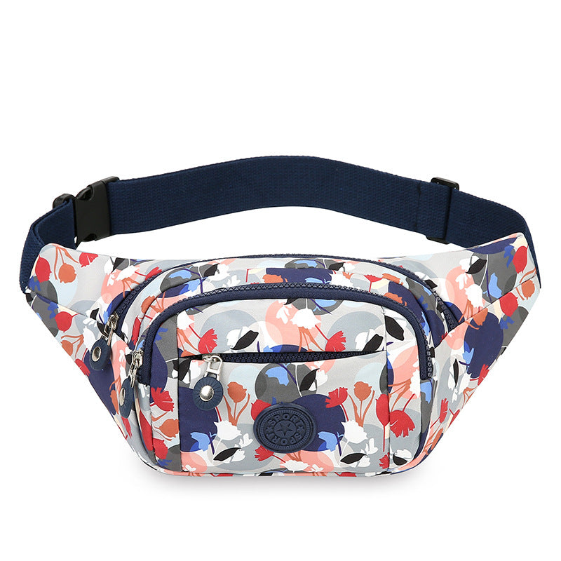Cross-border new women's fanny pack, colorful printing, large-capacity casual messenger breast bag, light mobile phone bag, cashier wallet