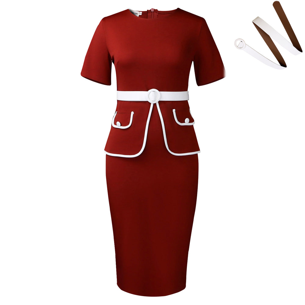 D3339  women's fashion european and american style elegant stretch bodycon short sleeve office lady african plus size dress