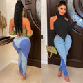 European and american cross-border women's fashion  autumn/winter new sexy hot girl high neck asymmetrical vest knitted sweater top
