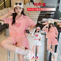 new girls' summer outfit set: stylish and trendy, perfect for older girls. summer-inspired short-sleeve and shorts set with heart-themed polo shirt – a popular choice for kids' summer fashion