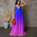 D403   cross-border summer sling backless sexy strap gradient color long skirt dress foreign trade dress