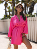 2024 independent station wish amazon autumn long sleeve v neck waist large swing dress women's clothing