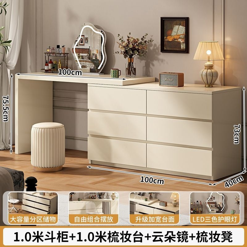 French cream style bedroom vanity table all-in-one chest of drawers dressing table bed end storage cabinet corner table small apartment with drawers