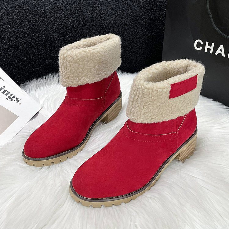 fashion fur flanged women's short boots exportfall and winternew arrivalplus sizefleece-linedthickened women's bootswholesale
