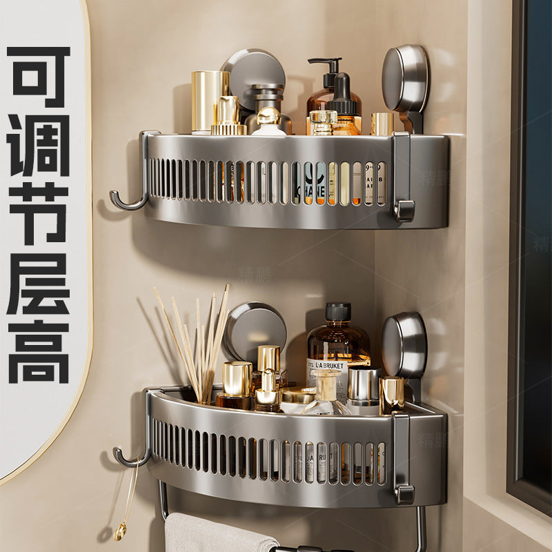 Bathroom triangle storage rack, no need to punch holes, bathroom, toilet, wall-mounted washbasin, bath storage rack