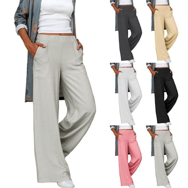 2025 autumn and winter large size women's drape pants  solid color elastic waist loose wide leg trousers European and American style
