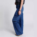 Temu multi-pocket jeans women's european and american washed workwear pants y2k style loose streetwear trendy jeans
