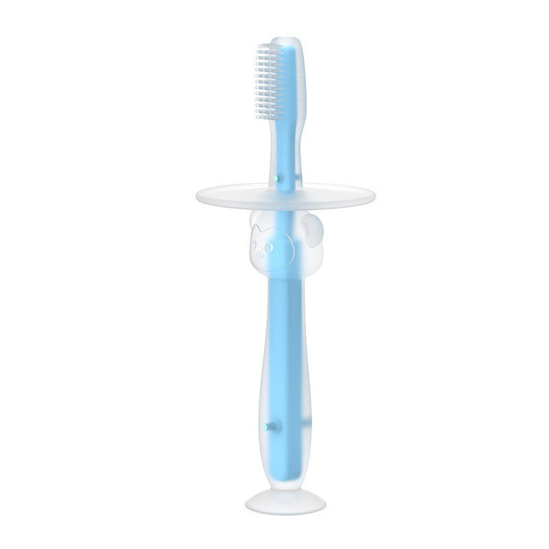 English Card Pack Children's Toothbrush Baby Silicone Toothbrush Baby Training Brush Standing Suction Cup Toothbrush Tongue Coating Brush