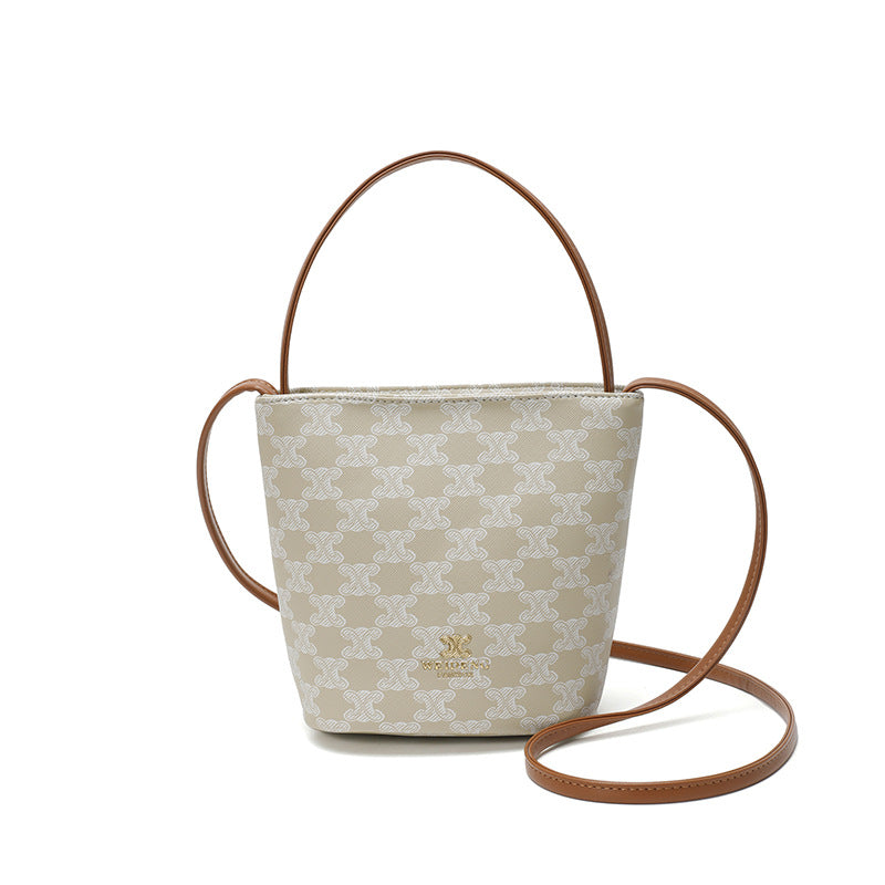 Guteco's new textured bucket bag fashion handbag women's 2025 new large-capacity messenger bag mobile phone bag