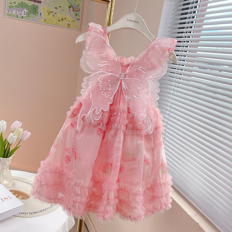 Girls' summer dress - butterfly fairy tutu dress for little girls - mesh princess dress