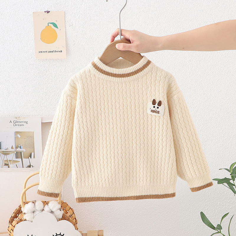 Kids' sweater  autumn/winter new collection: fleece-lined, extra thick knitwear for boys and girls