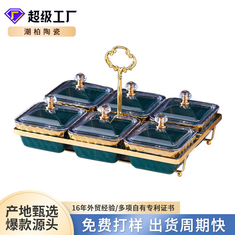 ceramic fruit platter assortment - restaurant, ktv, hotel creative dried fruit plate, dim sum compartmented tray, snack dish set