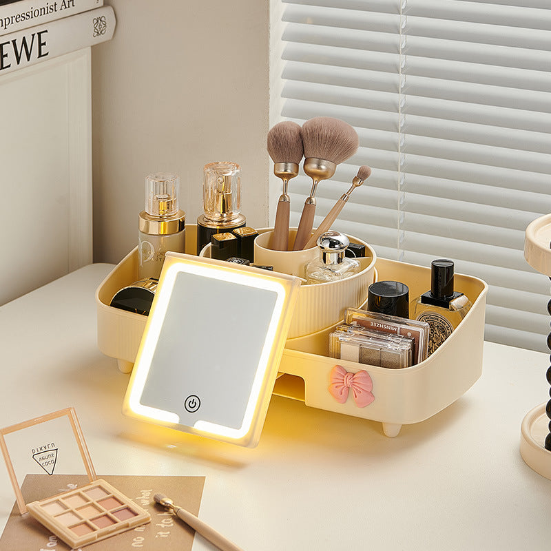 Cosmetics storage box, desktop with mirror, integrated dresser, skin care products, perfume rack, lipstick storage cabinet box.