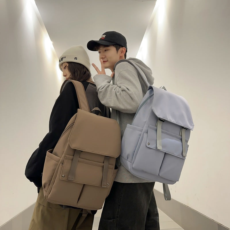 New Korean version of simple casual backpack fashion trend college bag large capacity couple travel backpack