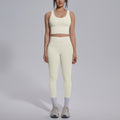 Naked-feel, form-fitting, quick-dry yoga set with a sexy racerback sports bra, high-waisted leggings, and butt-lifting design, perfect for outdoor running and fitness