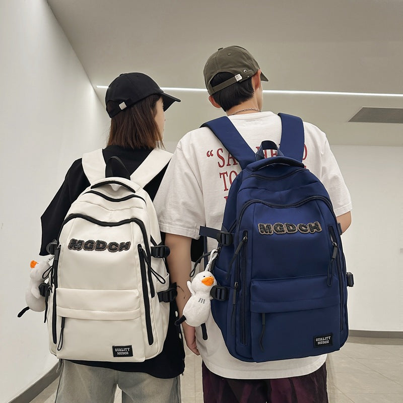 New schoolbag male college students large capacity high school junior high school students fashion versatile casual wear-resistant backpack letter bag